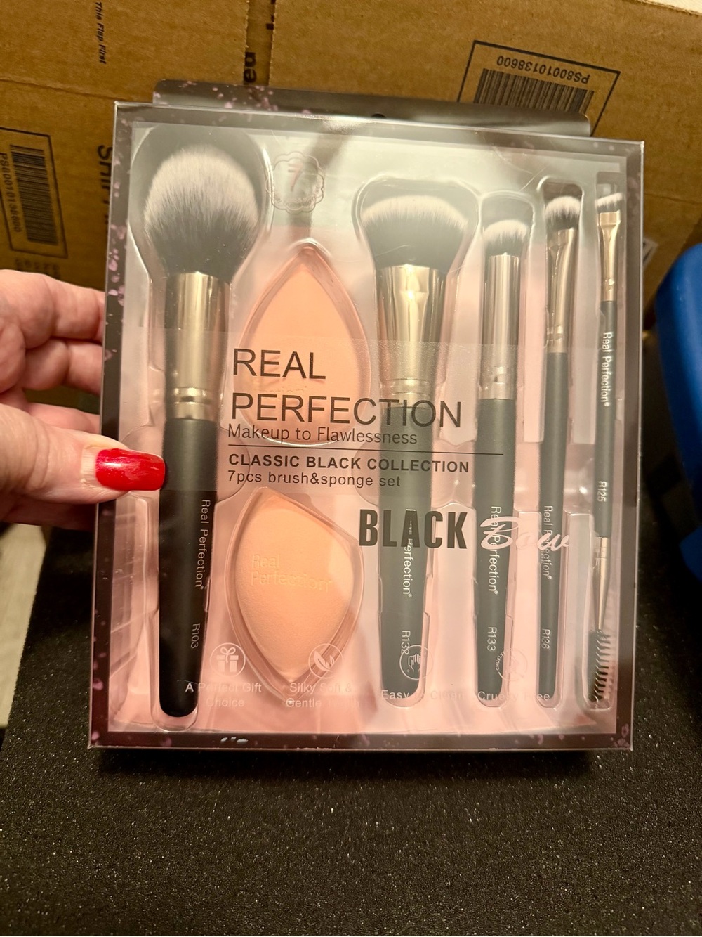 Perfection Black & Rose Gold 7-Piece Makeup Brush and Sponge Set